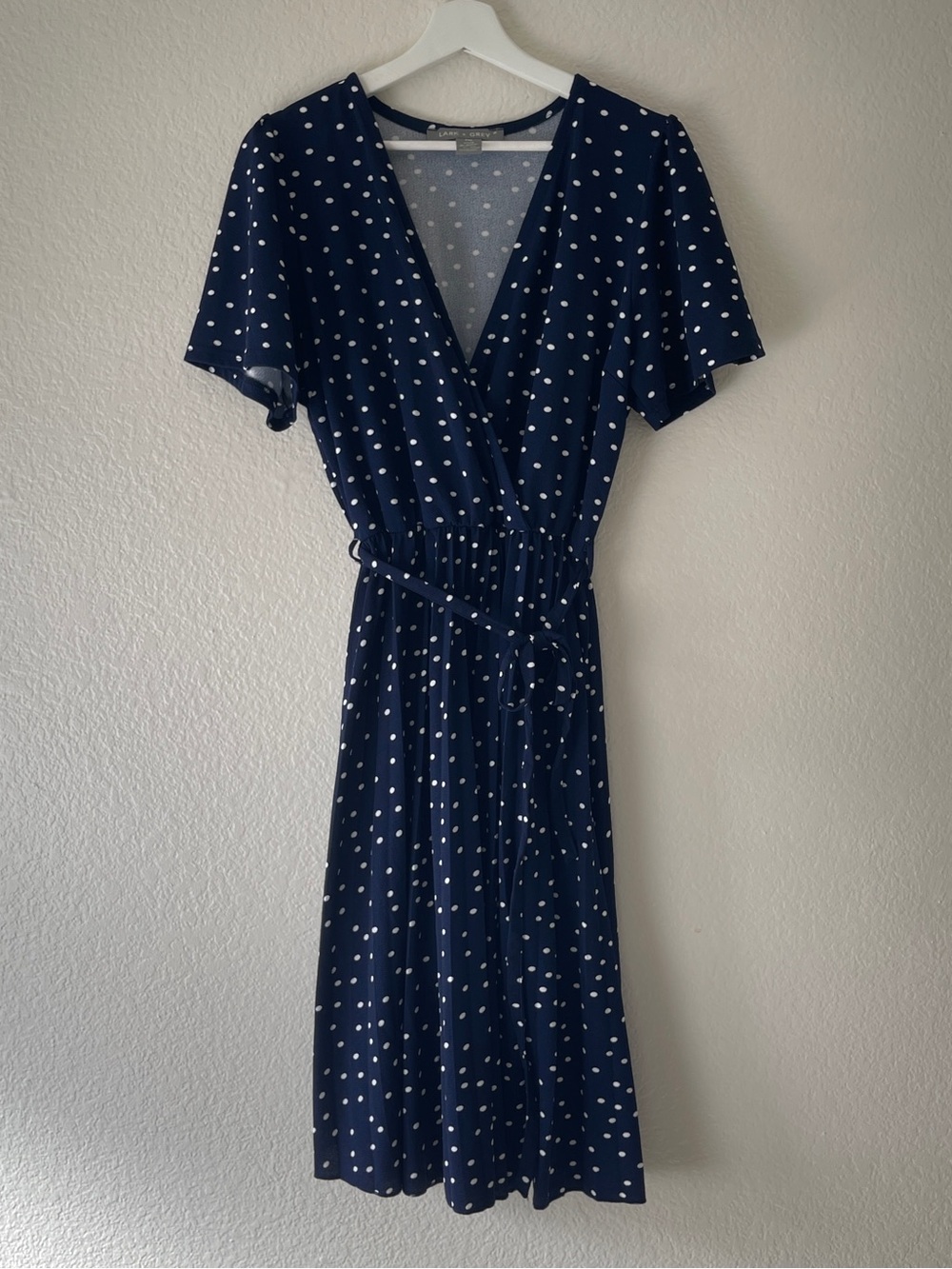 Women's Navy Polka Dot Wrap Dress - Classic Navy
